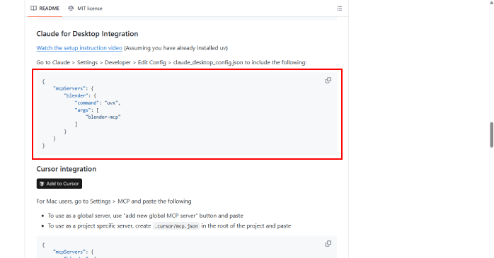 「Claude for Desktop Integration」のコードをコピーする