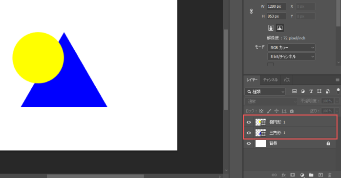楕円形が上に表示される