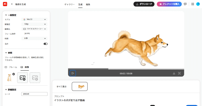 動画が生成される