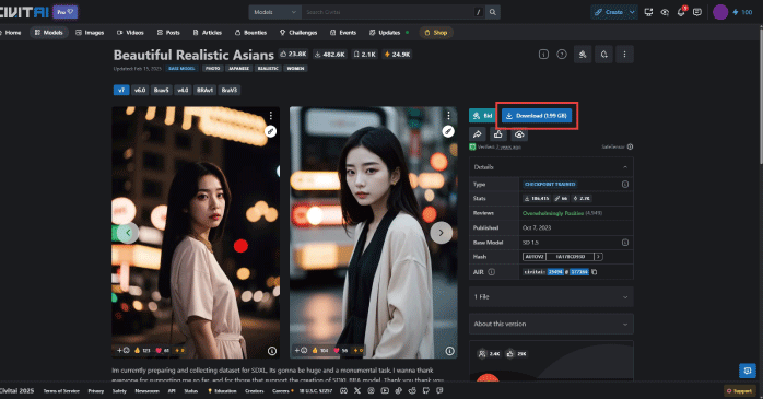 「Download」ボタンをクリックする