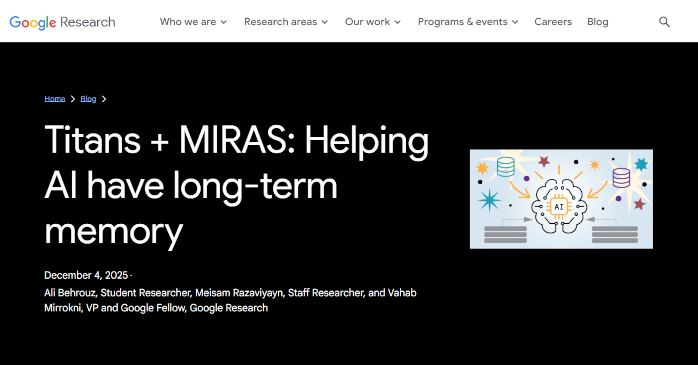 MIRAS論文とGoogle Researchの特徴
