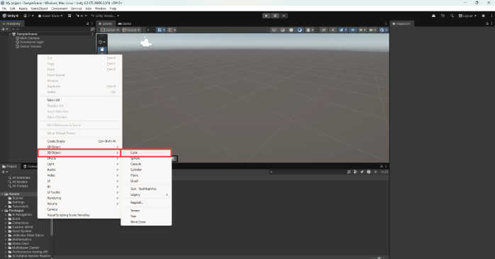 「3D Object」から「Cube」を選択する